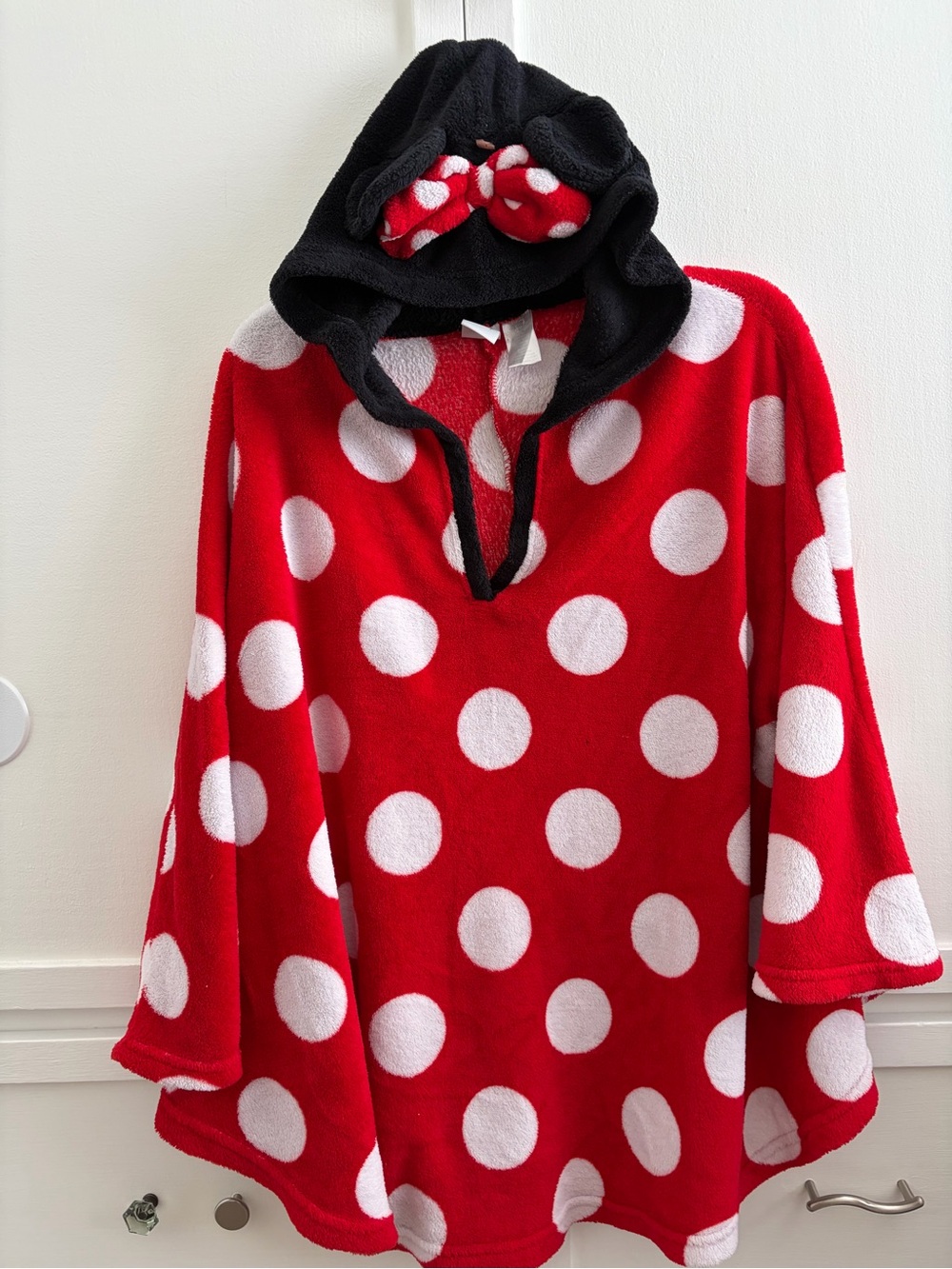 Disney Mini Mouse Red Polka Dot Hooded with Bow Costume Poncho